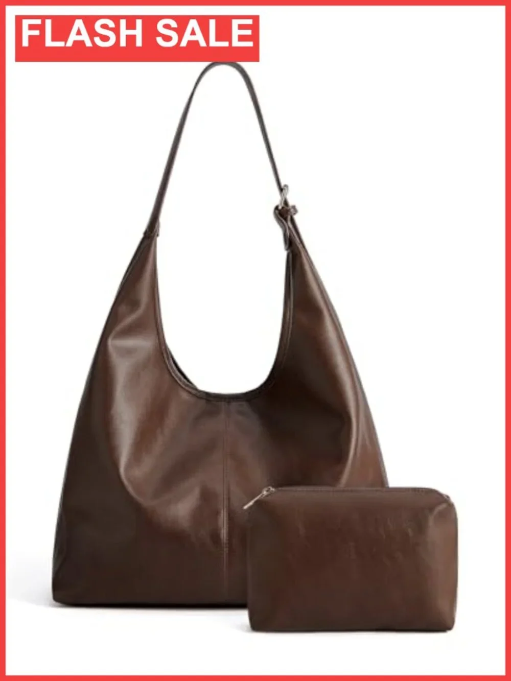Hobo Bag Vegan Leather Shoulder Crossbody Purse with Pouch